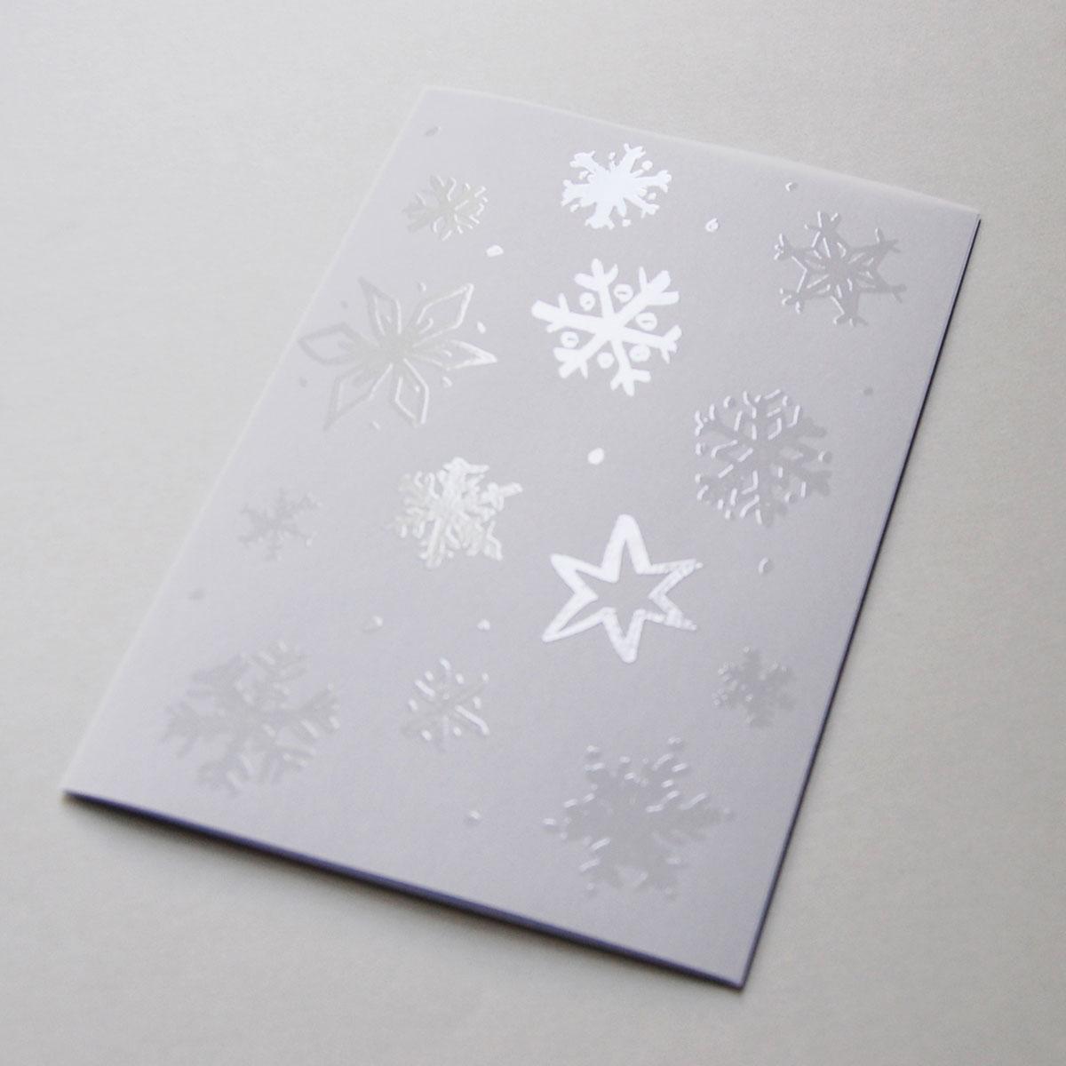 große Weihnachtskarte: Schneeflocken (transparenter Karton, DIN A5)