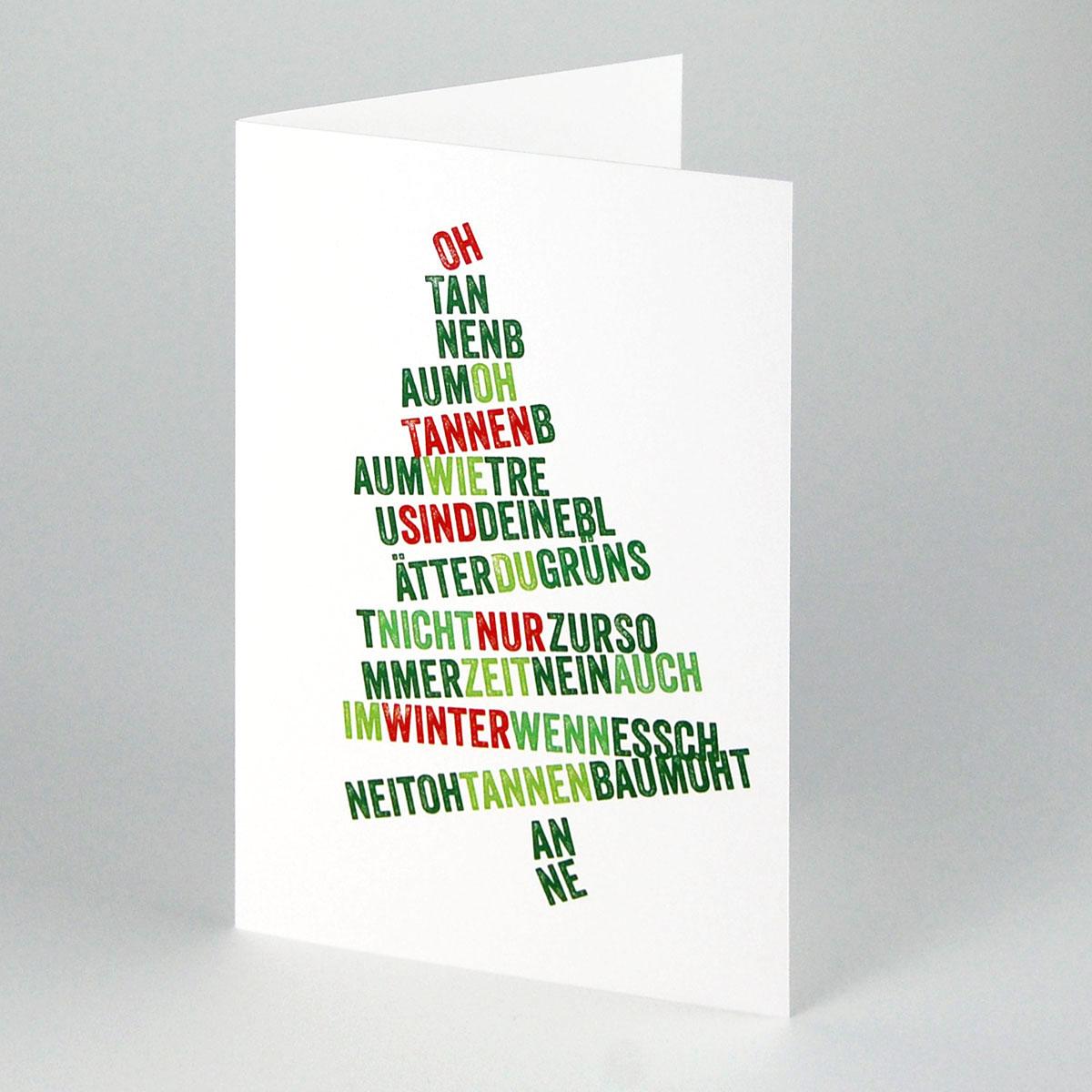 Weihnachtskarte mit Lettering: Oh Tannenbaum