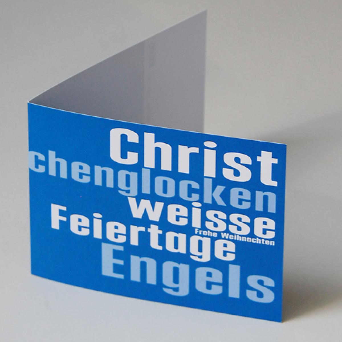 blaue Weihnachtskarte: Kirchenglocken