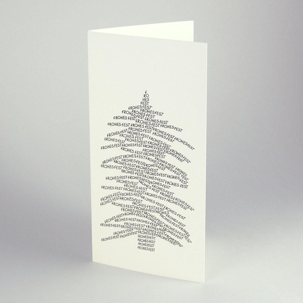 Weihnachtskarte: FROHES FEST (kalligrafischer Baum)
