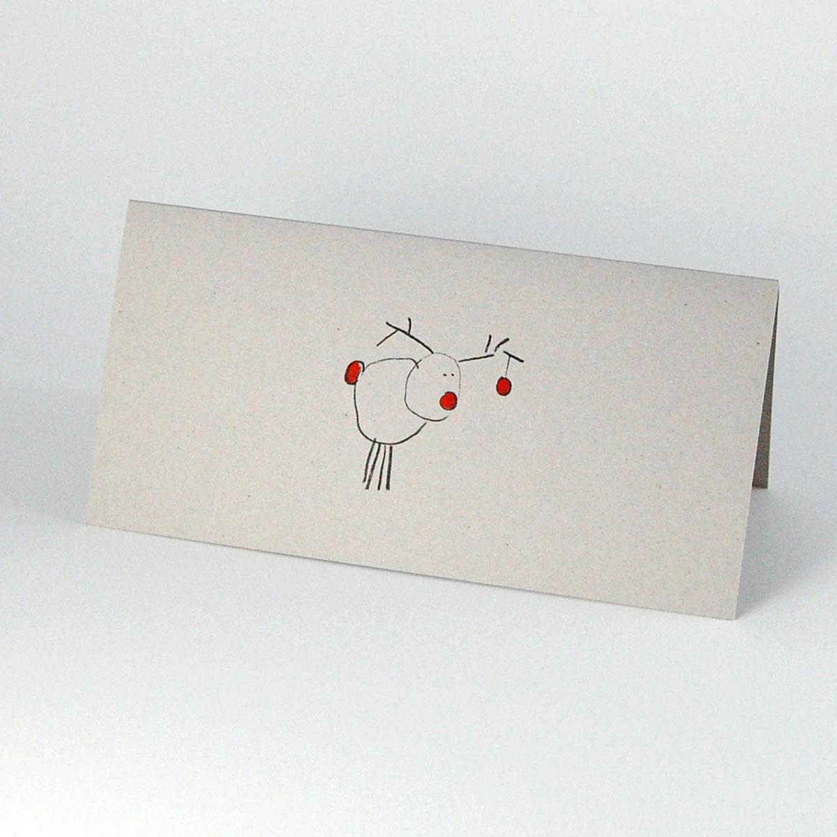 graue Recycling-Weihnachtskarte: Rudolf