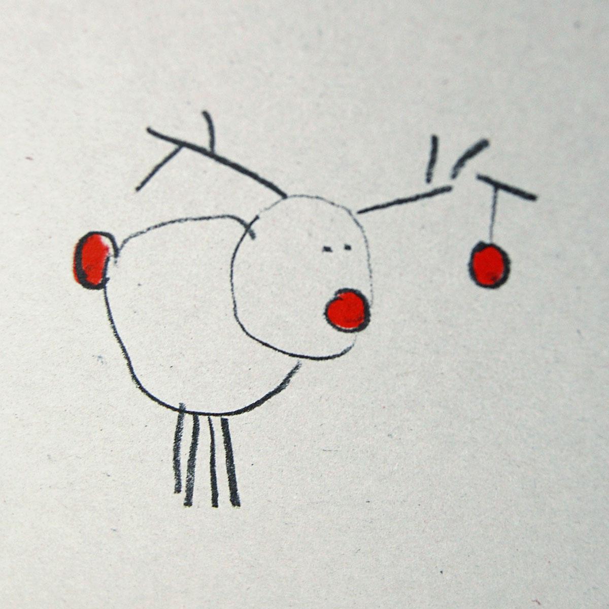 Graupappe-Weihnachtskarte: Rudolf
