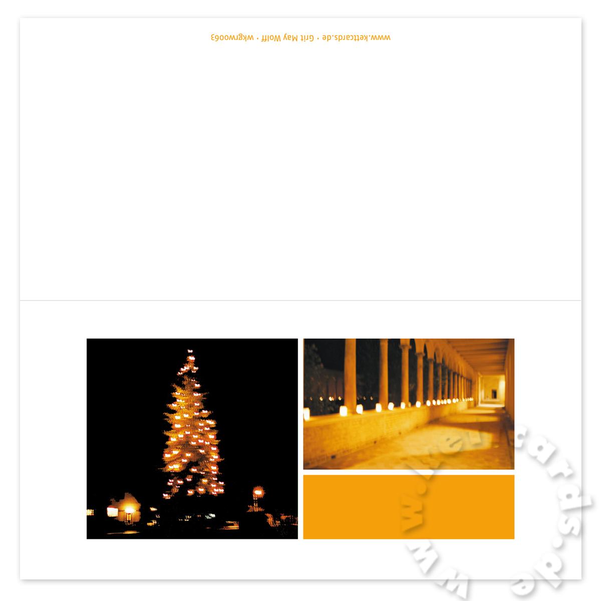 Foto-Weihnachtskarte: Weihnachtsbaum und Lichterweg