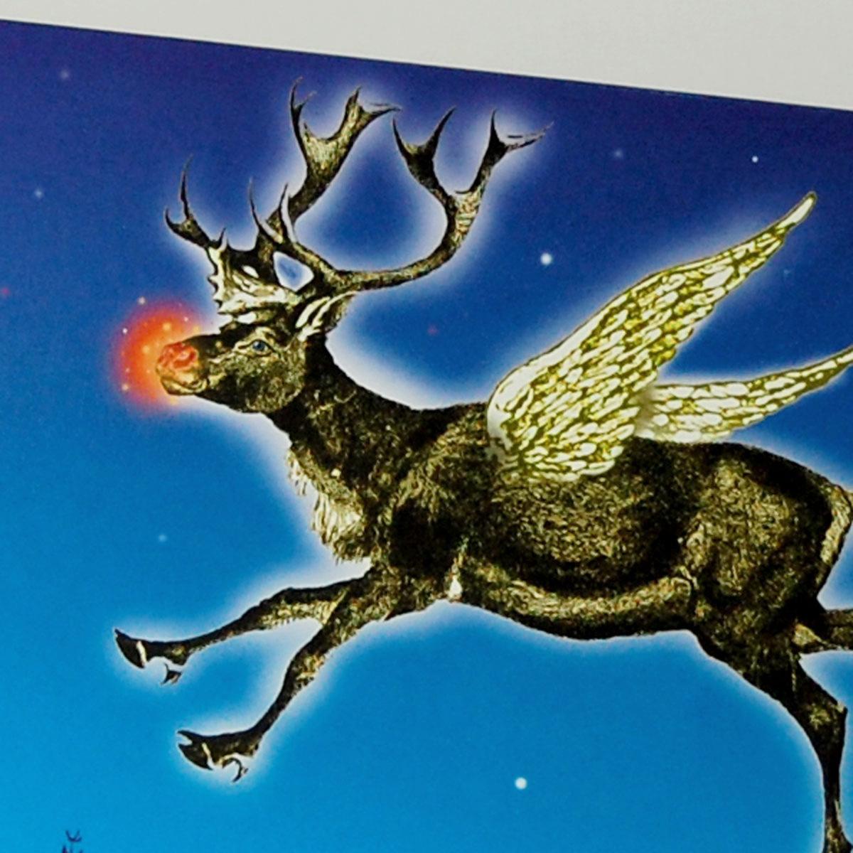 Weihnachtskarte: Rudolph mit leuchtend roter Nase