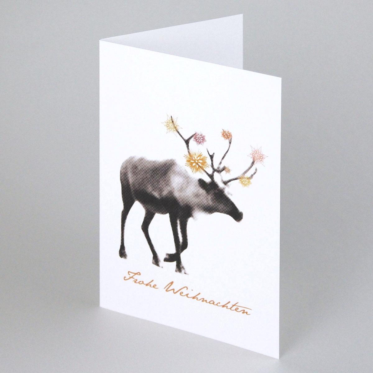 Design-Weihnachtskarte: Frohe Weihnachten + Rentier