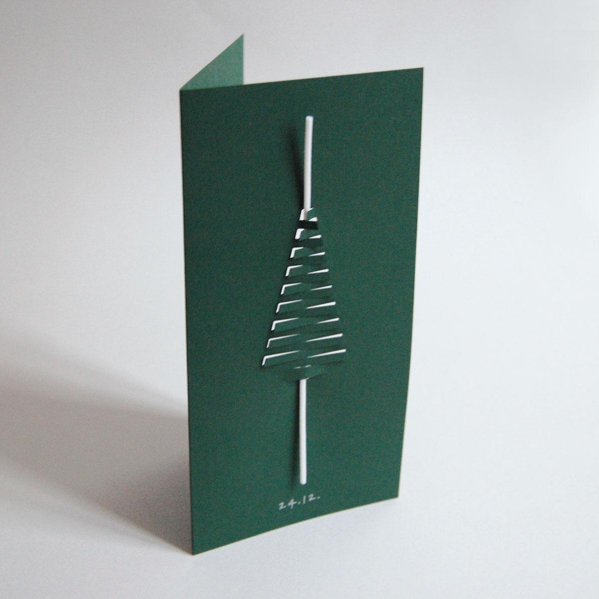 dunkelgrüne Weihnachtskarte für Spaghettikerzen: 24.12.