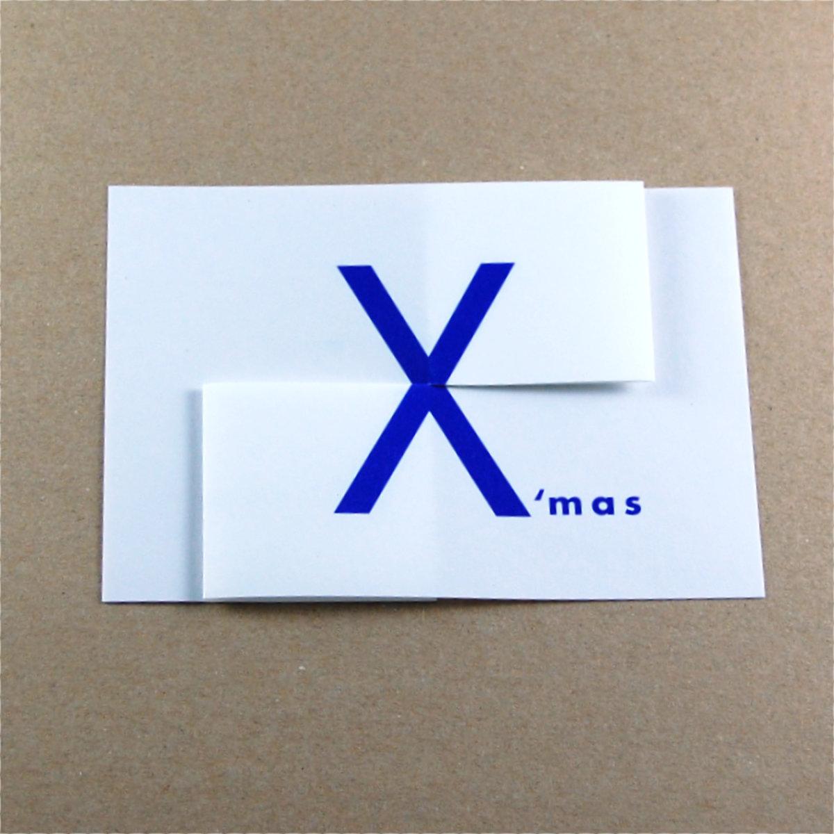 transparente Weihnachtskarte mit blauem Druck: merrY X´mas
