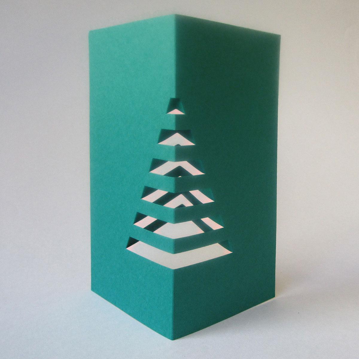 dunkelgrüne Weihnachtskarte: Weihnachtsbaum für den Schreibtisch (DIN lang)