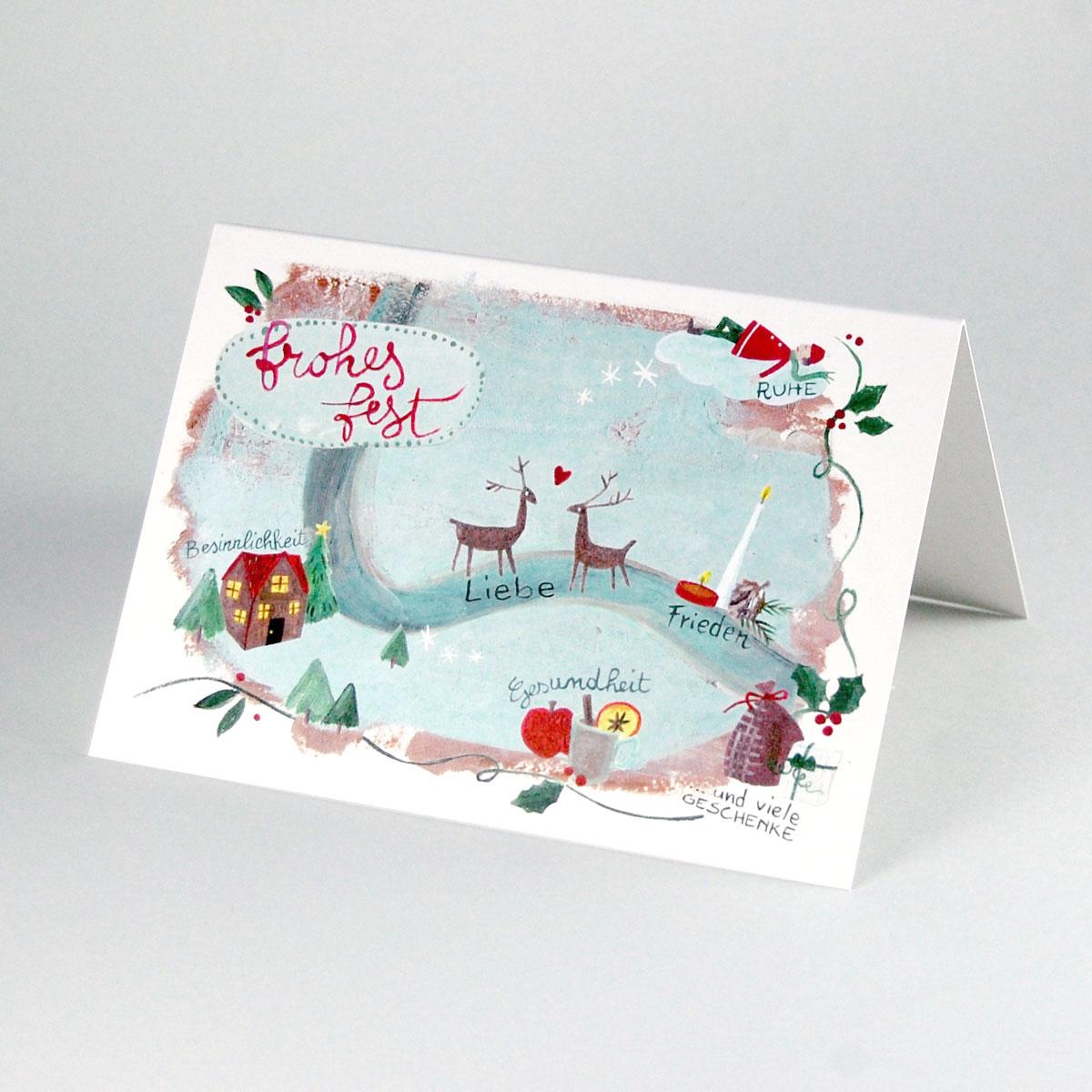 Recycling-Weihnachtskarte: frohes fest (Liebe, Frieden, Gesundheit...)