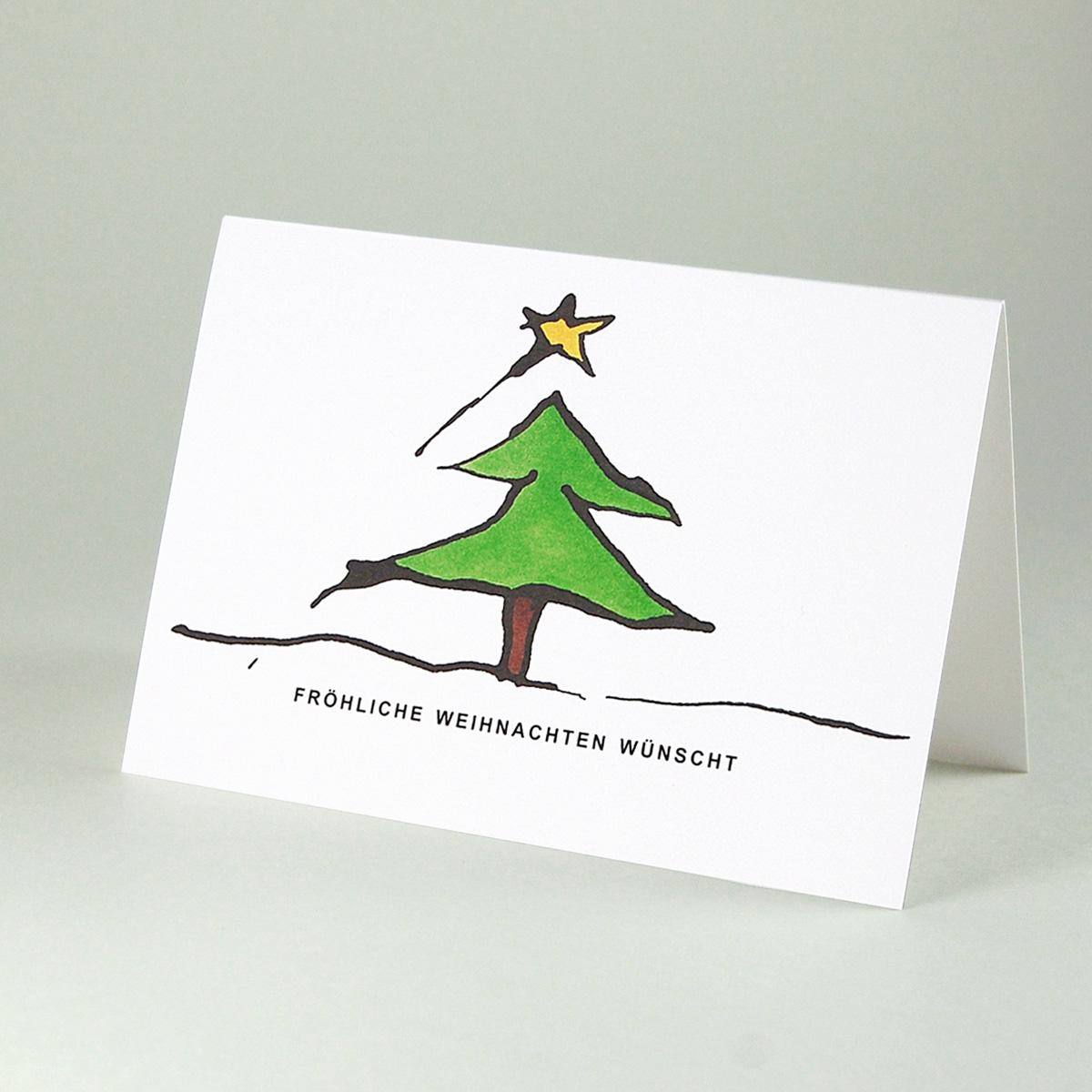 Weihnachtskarte: Weihnachtsbaum mit Wunsch