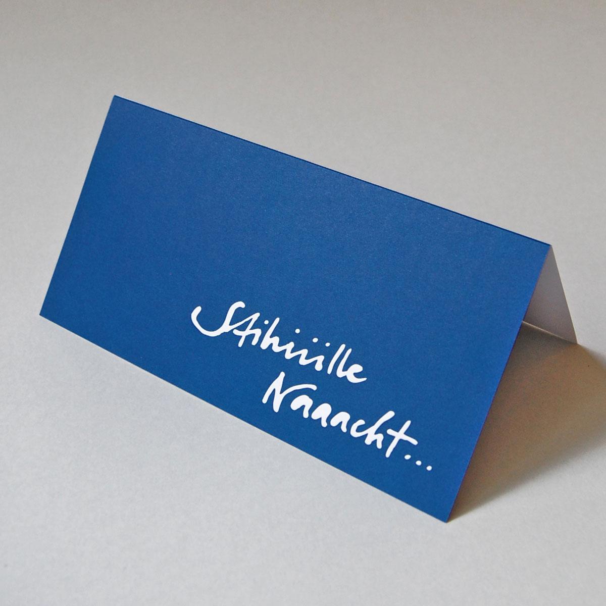 blaue Recycling-Weihnachtskarte: Stihiiille Naaacht...