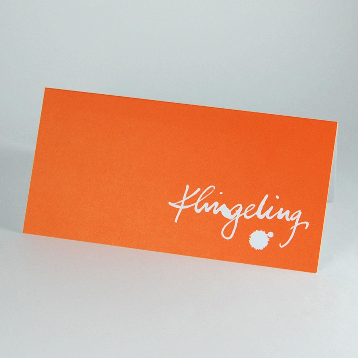orange Recycling-Weihnachtskarte: Klingeling