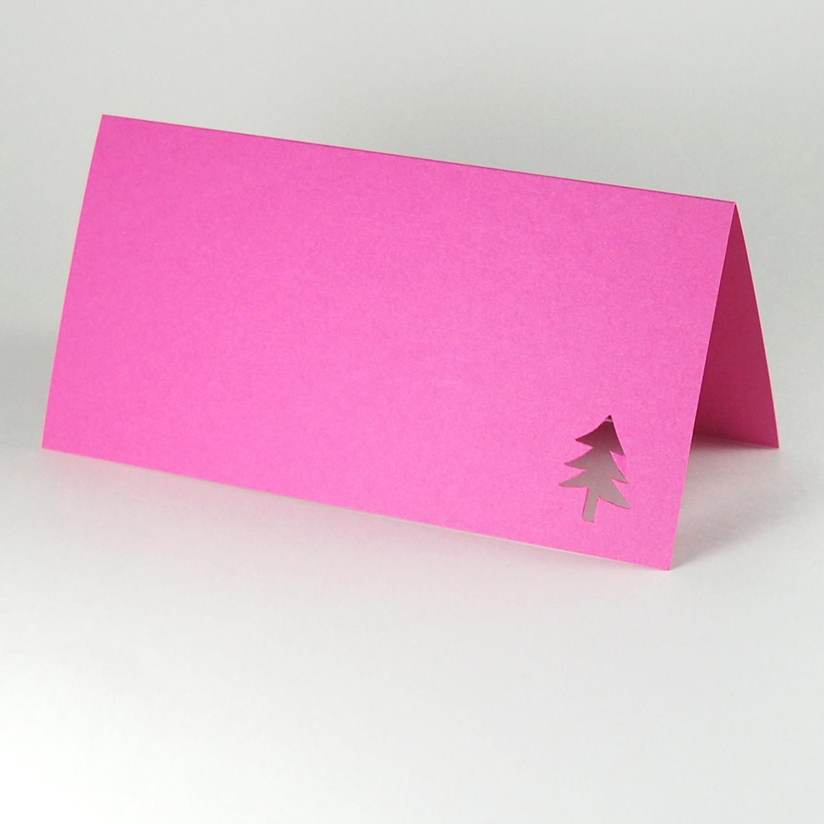 pinke Weihnachtskarte: ein gestanzter Baum (GmundColors36 200g/qm)