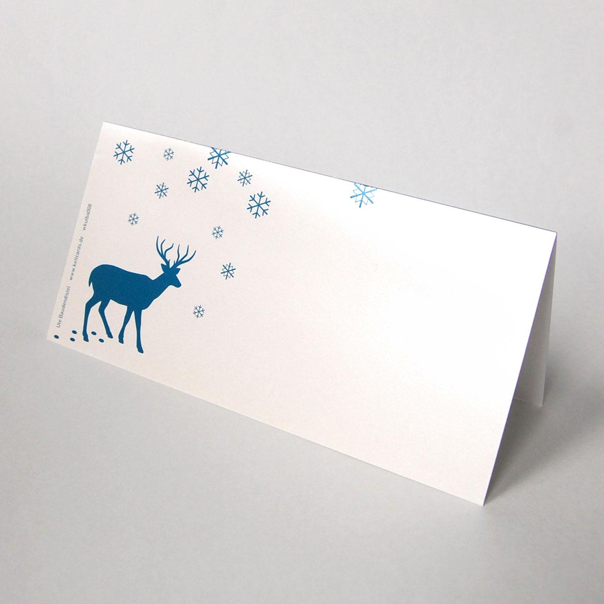 reduzierte blaue Weihnachtskarte: Frohe Weihnachten  (schimmernder Karton)