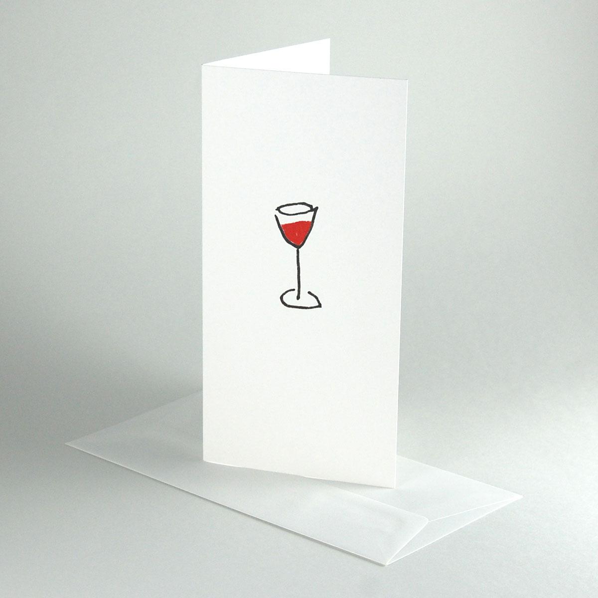 10 Einladungskarten mit Kuverts: Weinglas