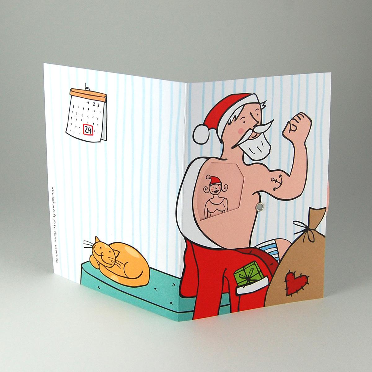 10 Recycling-Weihnachtskarten mit Umschlägen: Tattoos