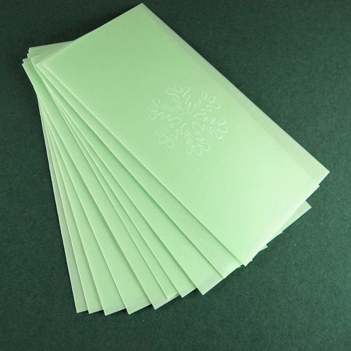 10 hellgrüne Weihnachtskarten mit Einlegeblättern und Umschlägen