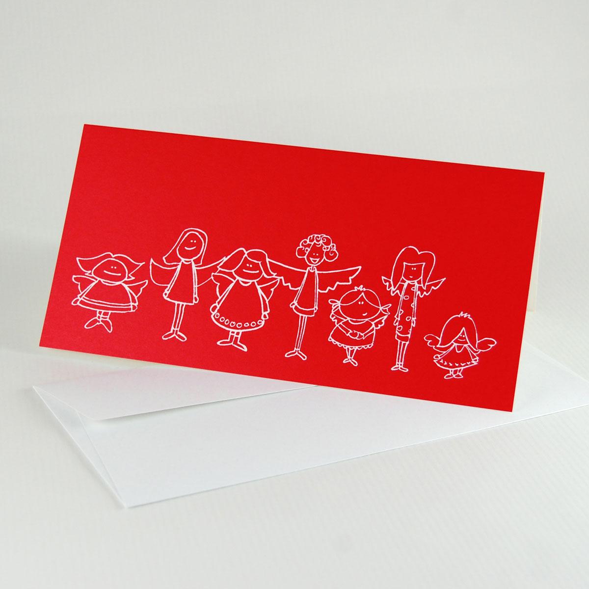 10 rote Recycling-Weihnachtskarten mit Umschlägen: Engelchen