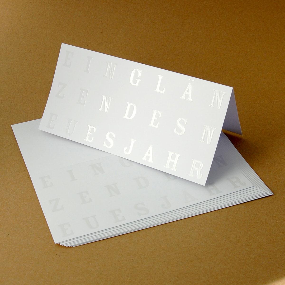 10 weiße Neujahrskarten mit Kuverts: Ein glänzendes Neues Jahr